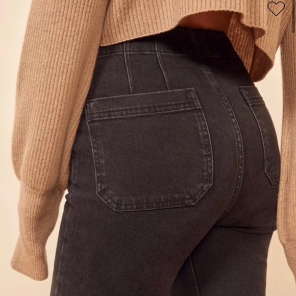 Reformation Straight Leg Elsie Black Washed Out High Rise Jeans Size 29 Women's - Picture 3 of 16